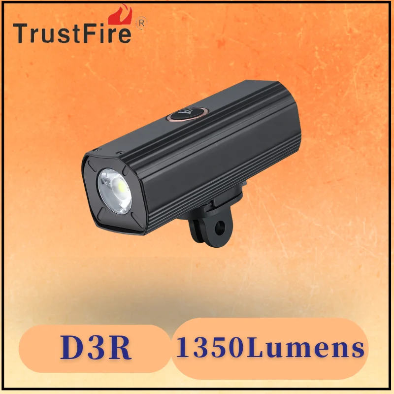 Фото Фонарь для велосипеда TrustFire D3R, перезаряжаемый, из алюминиевого сплава, сверхлегкий, для использования на открытом воздухе, 1350 люмен. №1