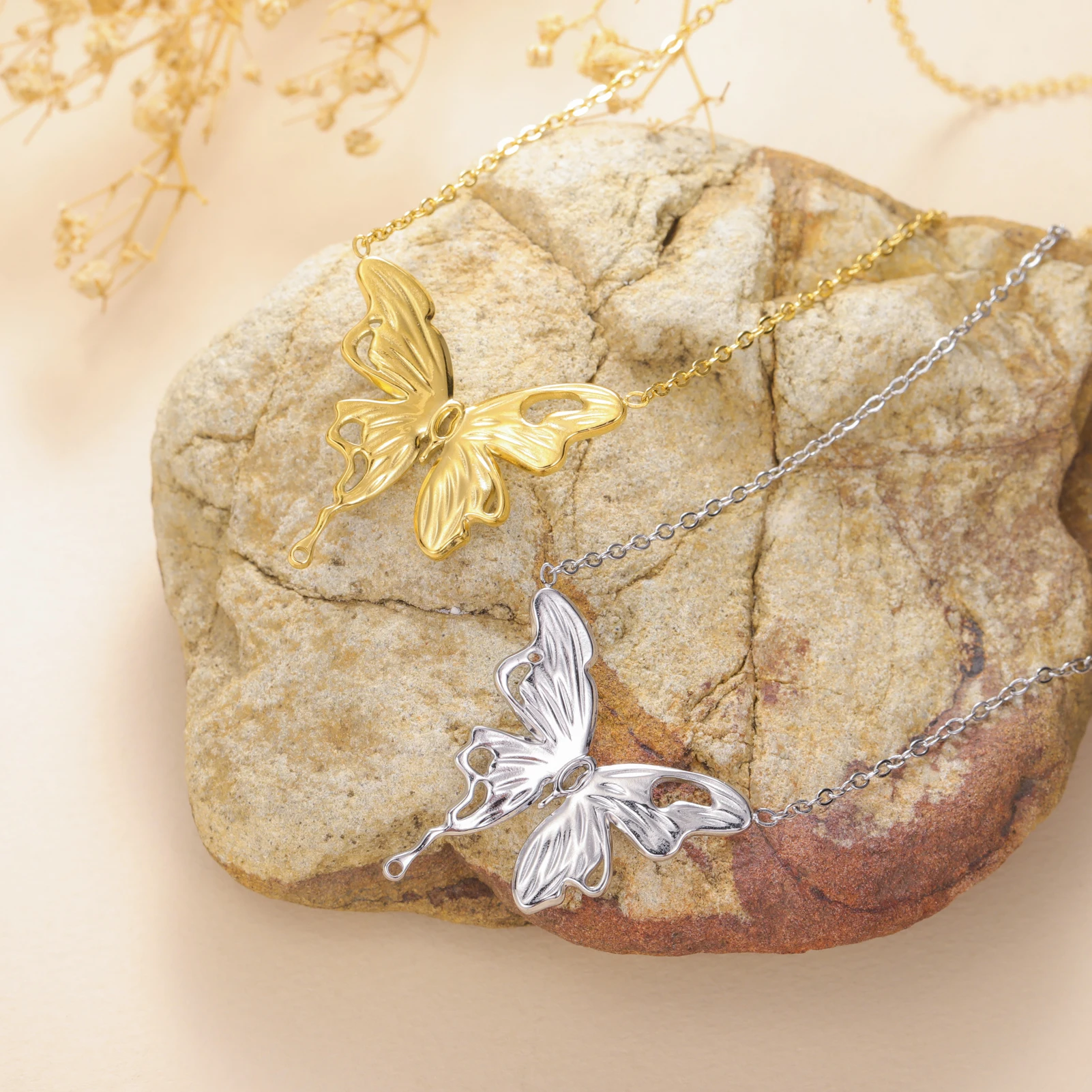 Lucktune элегантное ожерелье-бабочка для женщин золотого цвета с крыльями бабочки