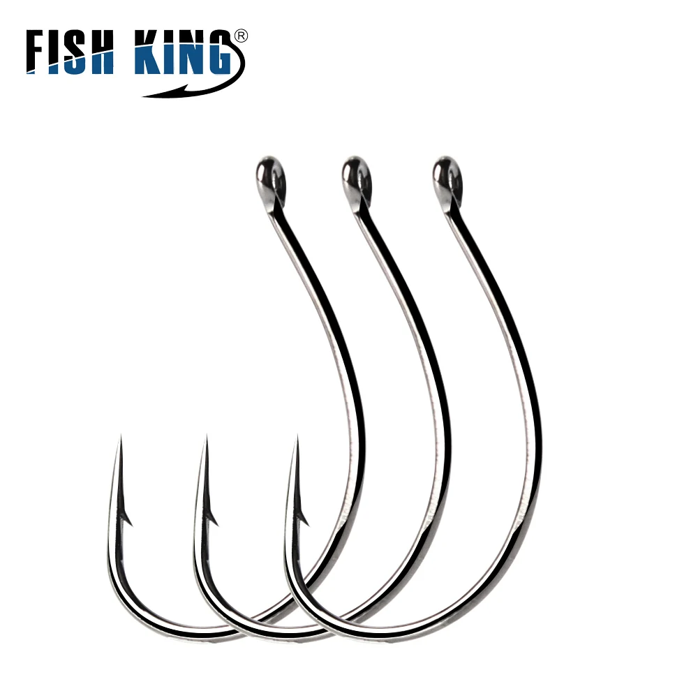 

FISH KING 60 шт./лот Офсетные Крючки рыболовные крючки из высокоуглеродистой стали 1 #-3 # набор крючков для морской рыбалки на карпа японский рыбол...