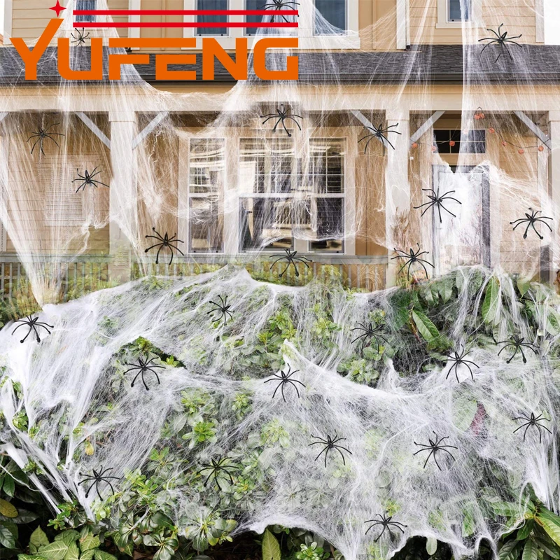

Halloween Decorations Spider Webs with Fake Spiders Scary Party Scene Decor Horror House Props Cobwebs for Indoor and Outdoor