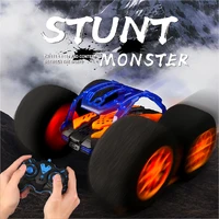 120 diy rc car sponge wheel 4wd remote control cars 360 rotation stunt monster tumbling car model childrens toys gift