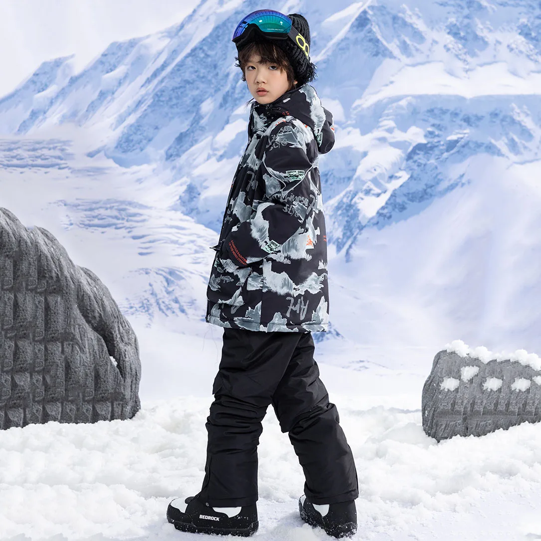 Лыжный костюм для детей ветрозащитный водонепроницаемый теплый зимний девочек и