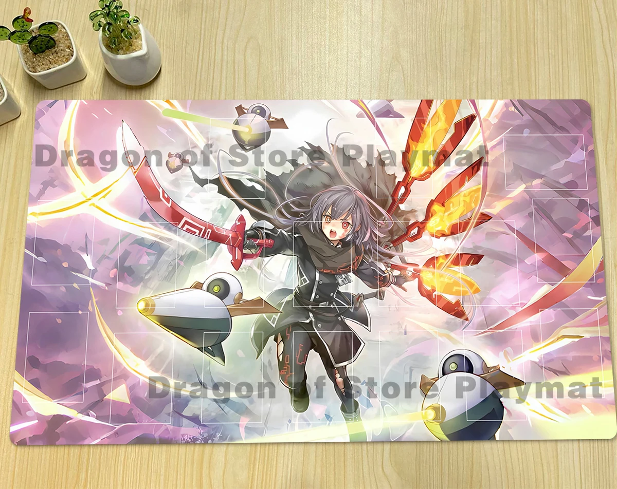 Фото YuGiOh Playmat Sky Striker Ace- Hayate TCG CCG Коврик для настольной игры Коврик для торговых карточных игр Резиновый коврик для мыши Бесплатная сумка 600x350x2 мм №2