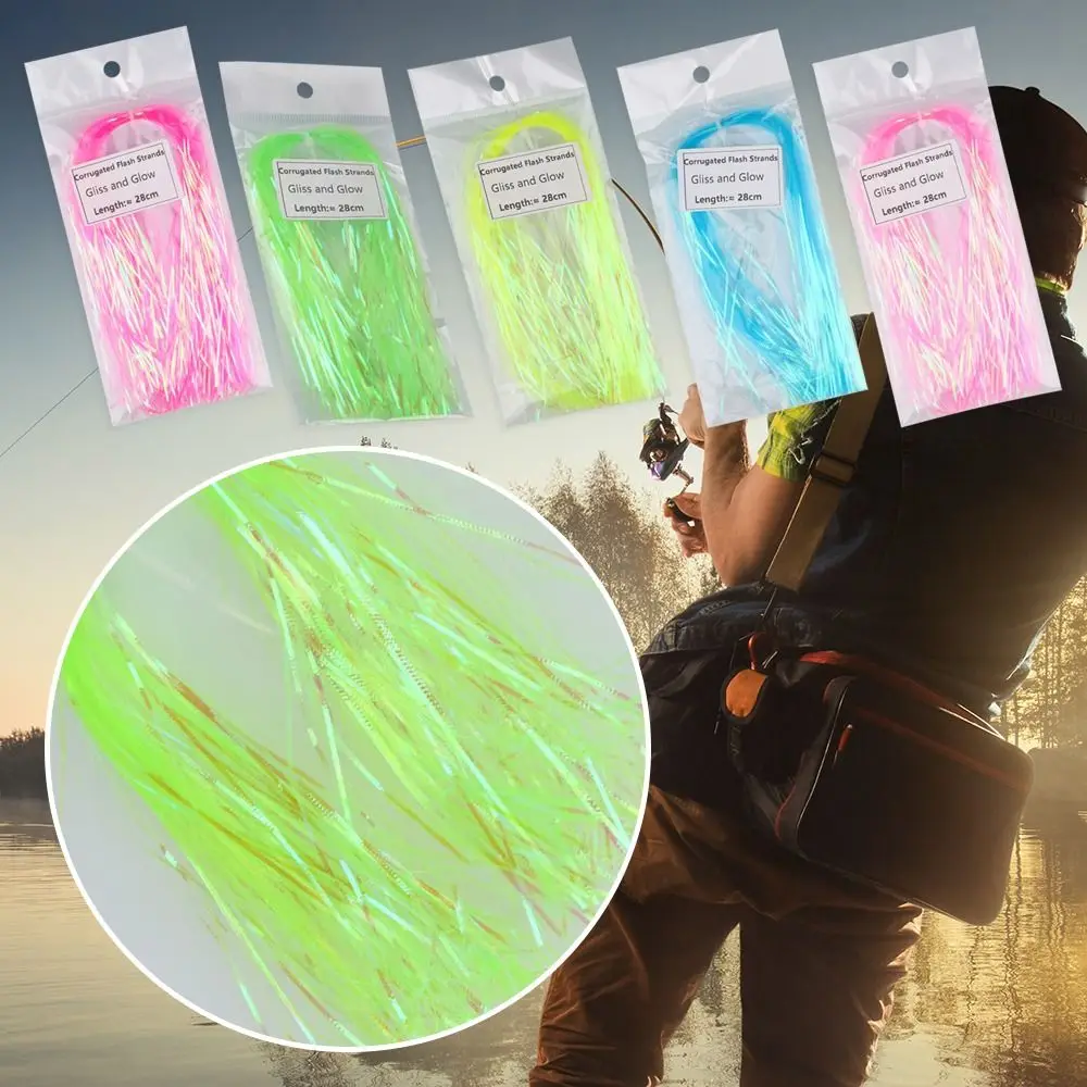 

2Pcs 1mm Width Strands Flies Tying Streamer Flash Tinsel Corrugated Glow Simulates Fish Scale