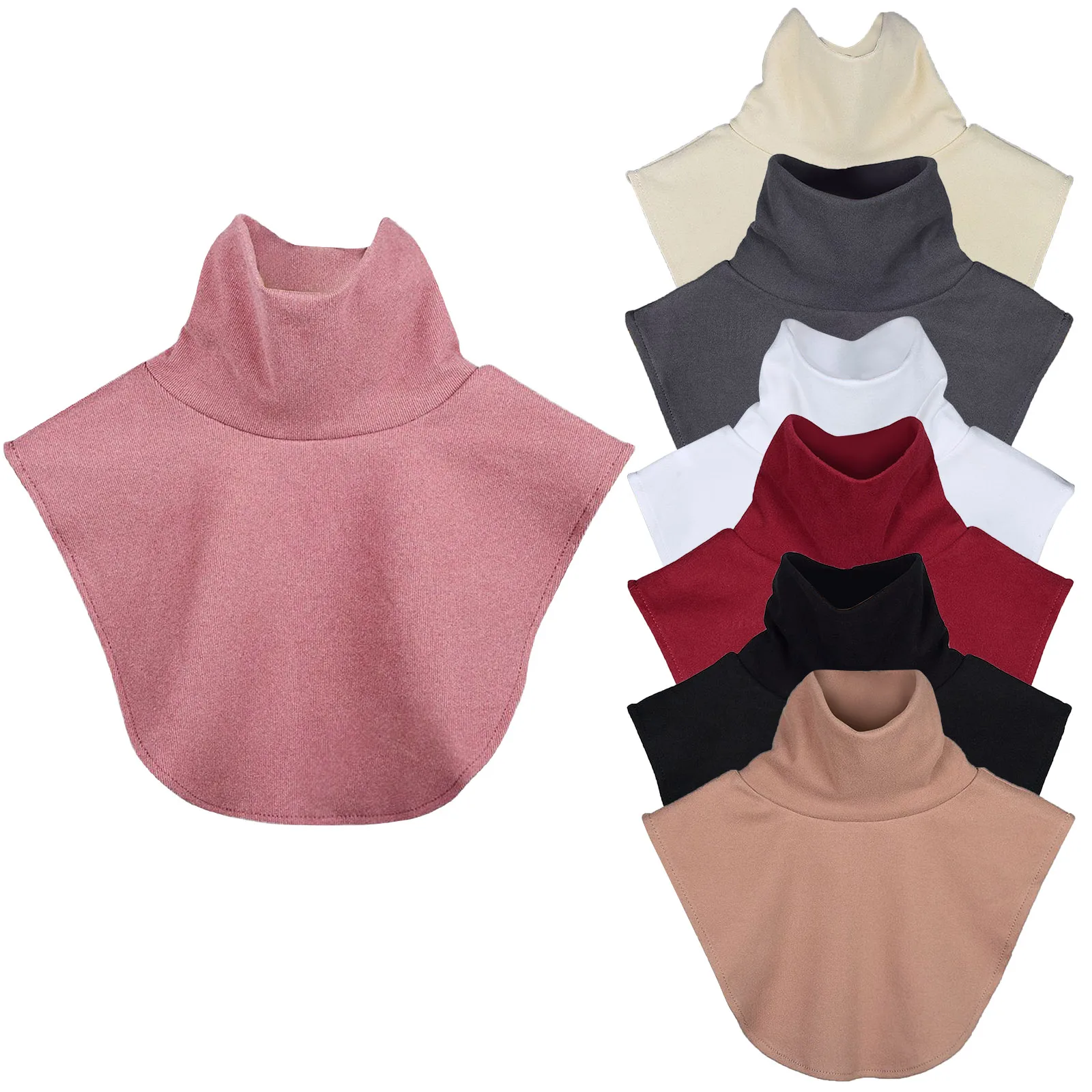 

Womens Turtleneck Fake Collar Islamic Hijab Extensions Solid Color Mock Neck Half Top Blouse Detachable Hijab Neck Warmer Dickey