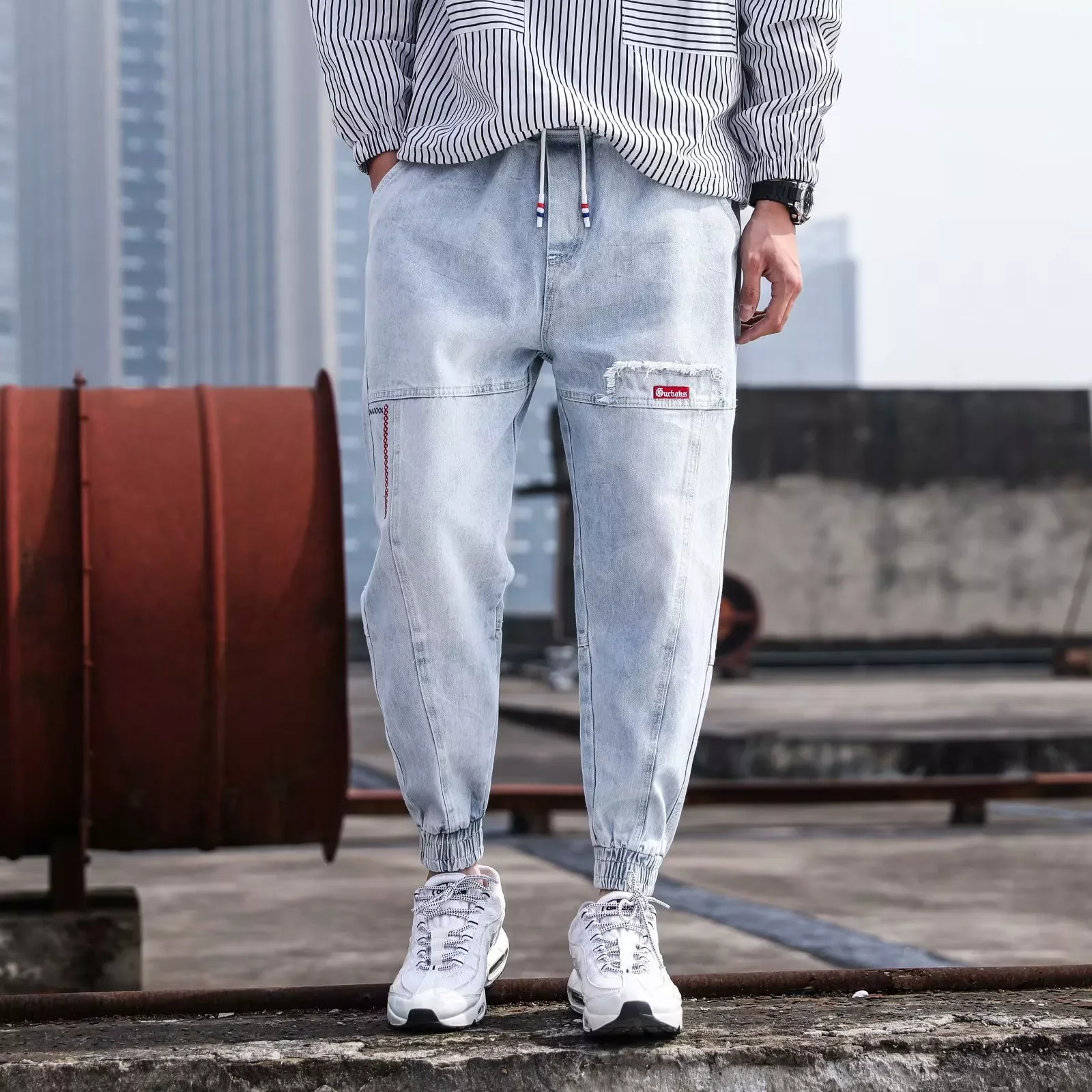 2022New Spring Summer Black Blue Cargo Jeans Men Streetwear Denim Jogger Pants Men Baggy Harem Jean Trousers Ankle-Length Men Cl