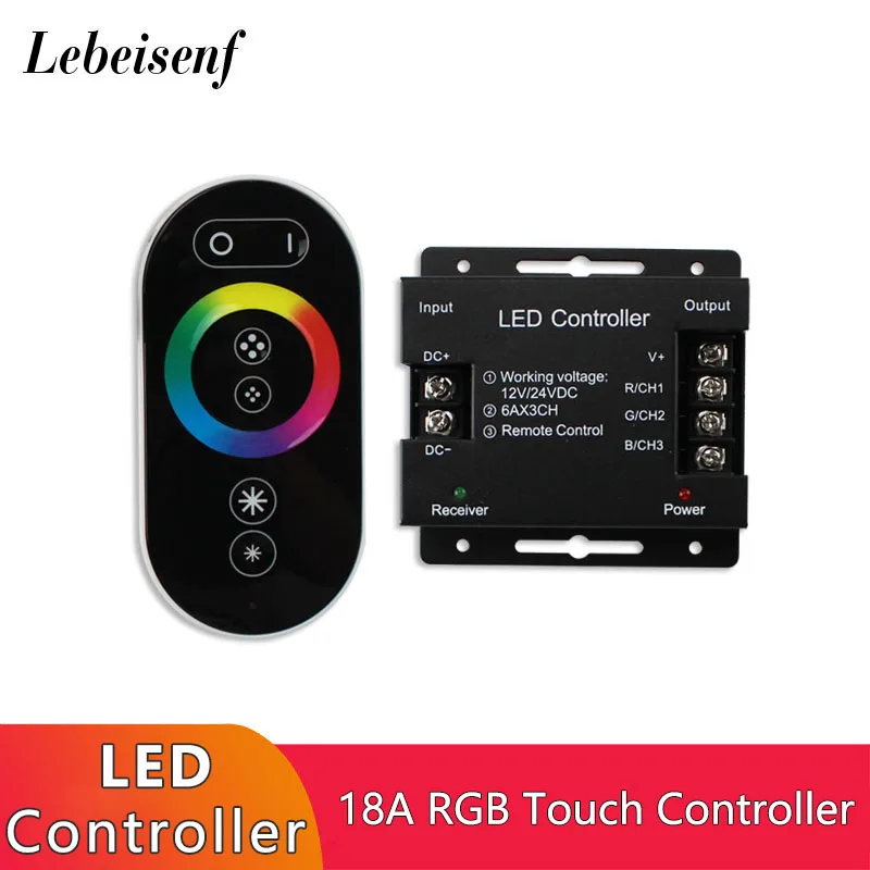 

DC12-24V 18A RF Remote Wireless Touch Pad Panel LED Controller for 5050 2835 RGB LED Strip Light