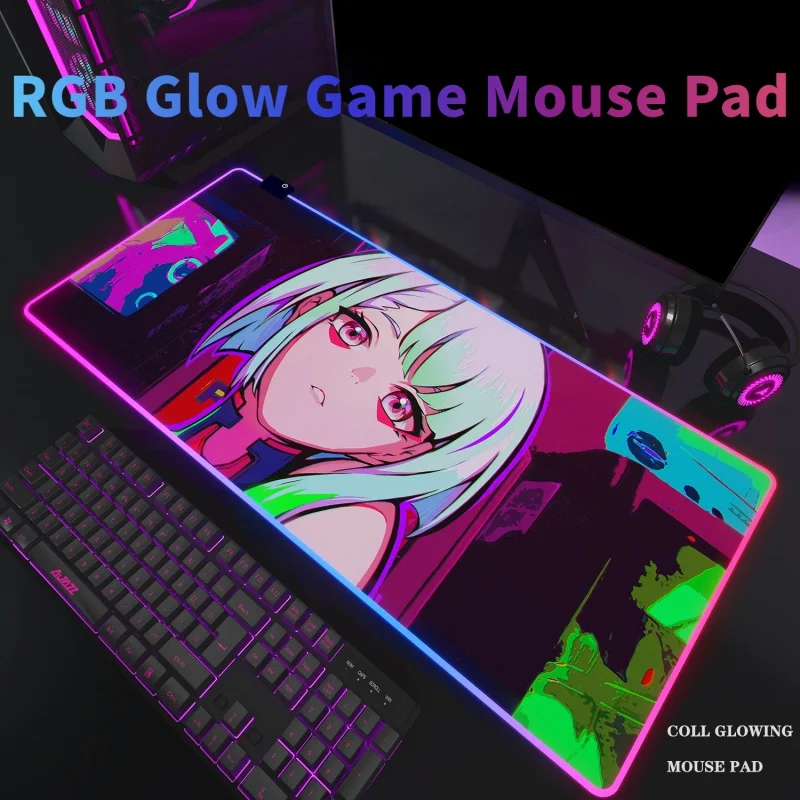 

Супер-большая клавиатура с RGB-подсветкой для смартфонов, аниме, киберпанк, Люси, E-Sports