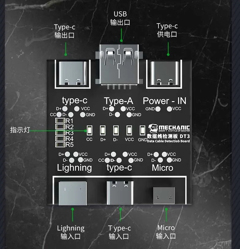ПАНЕЛЬ ОБНАРУЖЕНИЯ кабеля данных MECHANIC DT3 USB-кабель тестер переключатель