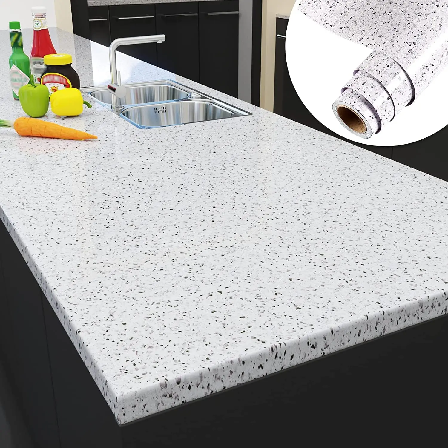 Granite Self Adhesive Wallpaper Contact Paper for Countertops Wall Stickers Decorative Film Bathroom Kitchen Cabinet Home Decor