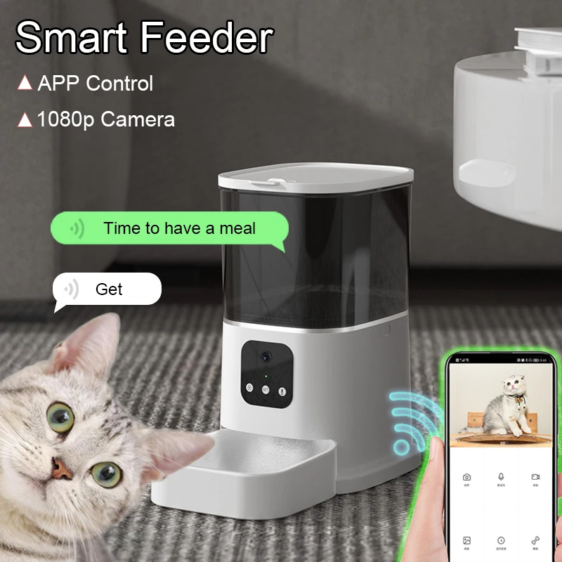 

6L Remote Visibility Feeder Timing Automatic For Cat Dog WiFi Intelligent Pet Smart Food Dispenser Camera Voice Recorder