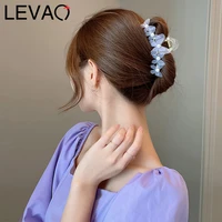 levao chic pearls hair claws for women girls elegant handmade butterfly hair clips temperament hairpins crab headwear 2022 new