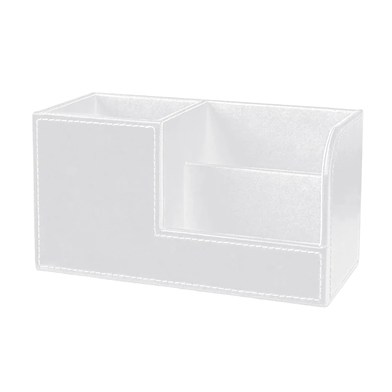 

Leather Desk Organizer Case Cord Management Sorter Storage for Cable Glasses Jewelry Watches Desktop Home Office 3 Slots