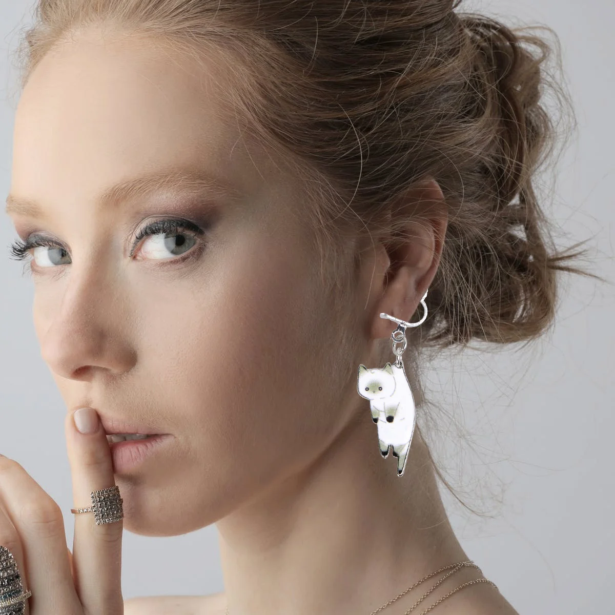 Зажимы для сережек с капельками масла зажимы пирсинга кошачьим узором серьги