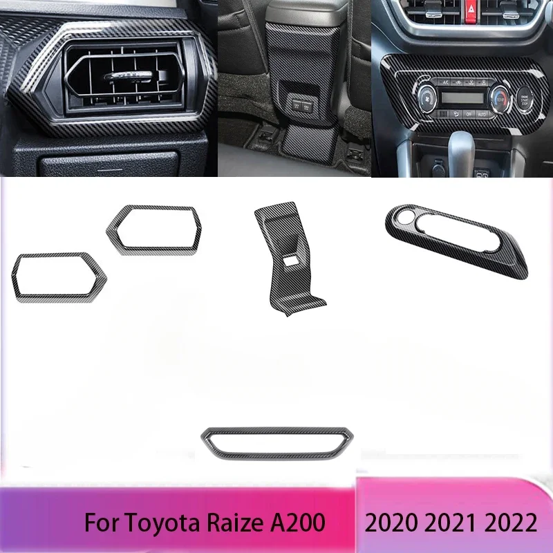 

Для Toyota Raize A200 2020-2022 2023, ABS, углеродное волокно, задний кондиционер, анти-панель, боковая крышка переменного тока, центральное украшение вентиляционного отверстия переменного тока