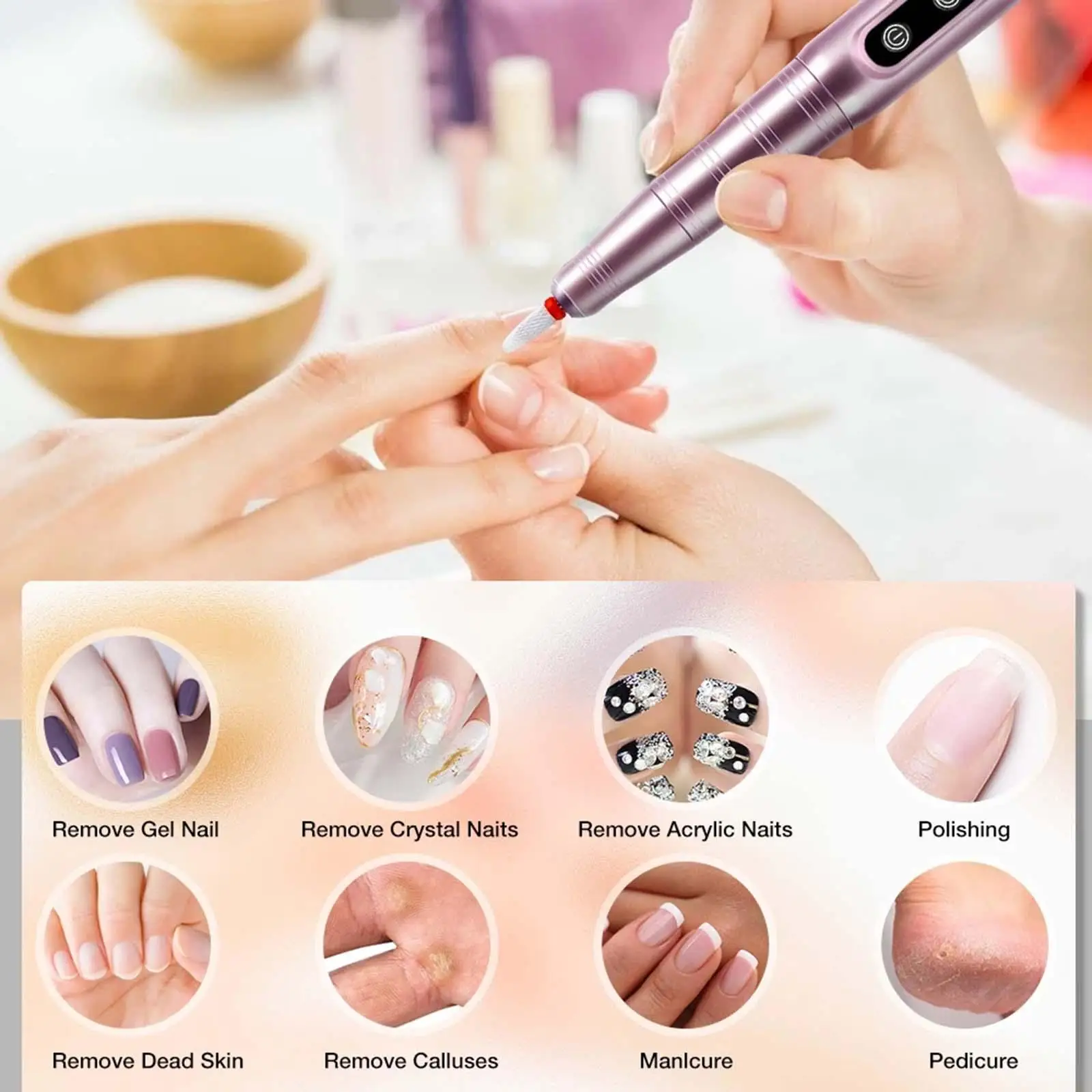 

Porfessional Acrylic Nail Dril USB Electric Nail Drill Machine for Manicure Pedicure Polishing Shape Tools