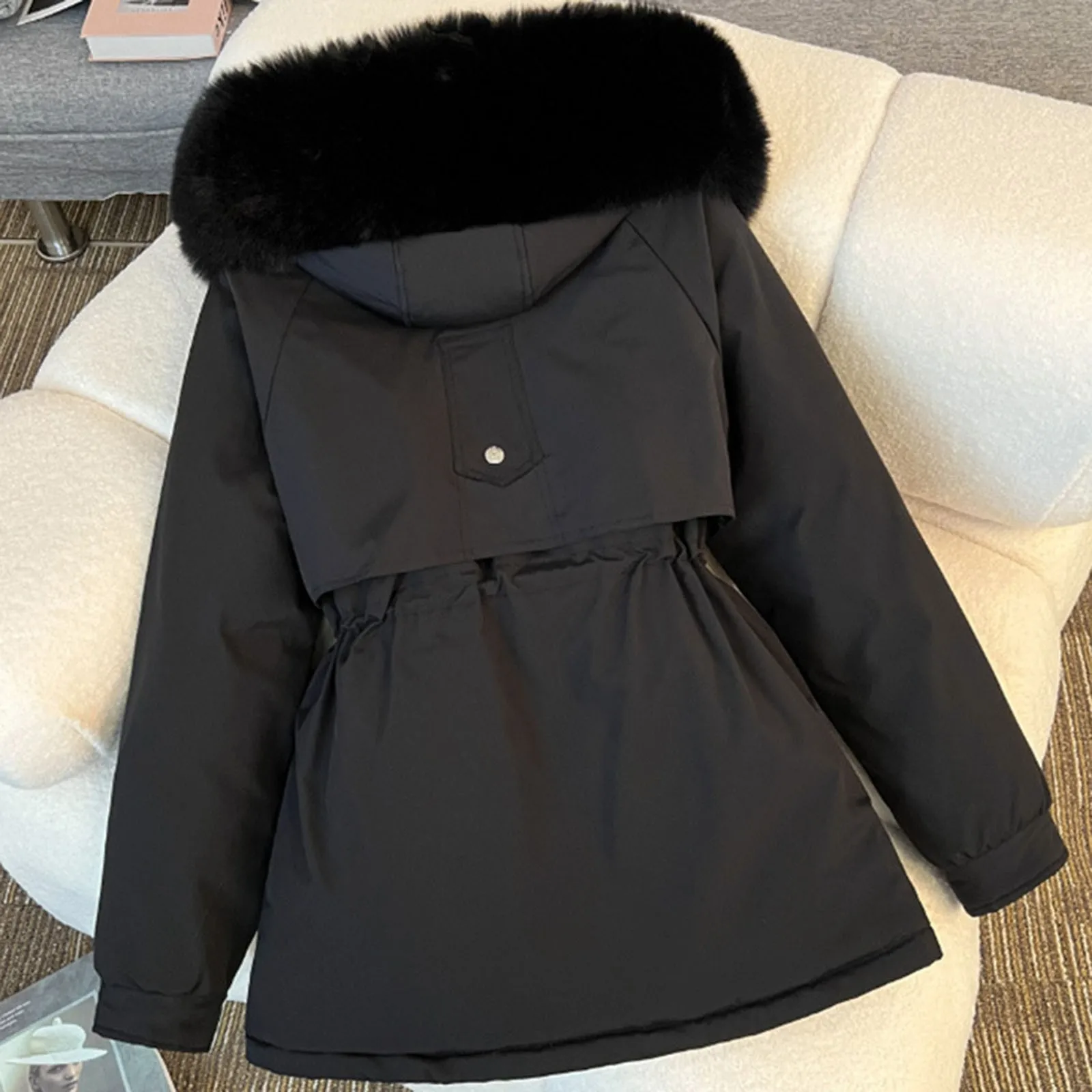 Женские модные пушистые топы повседневная парка большого размера элегантное