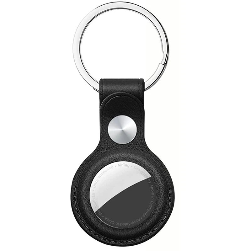 

NEW-Case For Airtag With Keychain Ring, Protective Leather Holder Tracker Cover With Keyring Compatible For Apple Air Tag