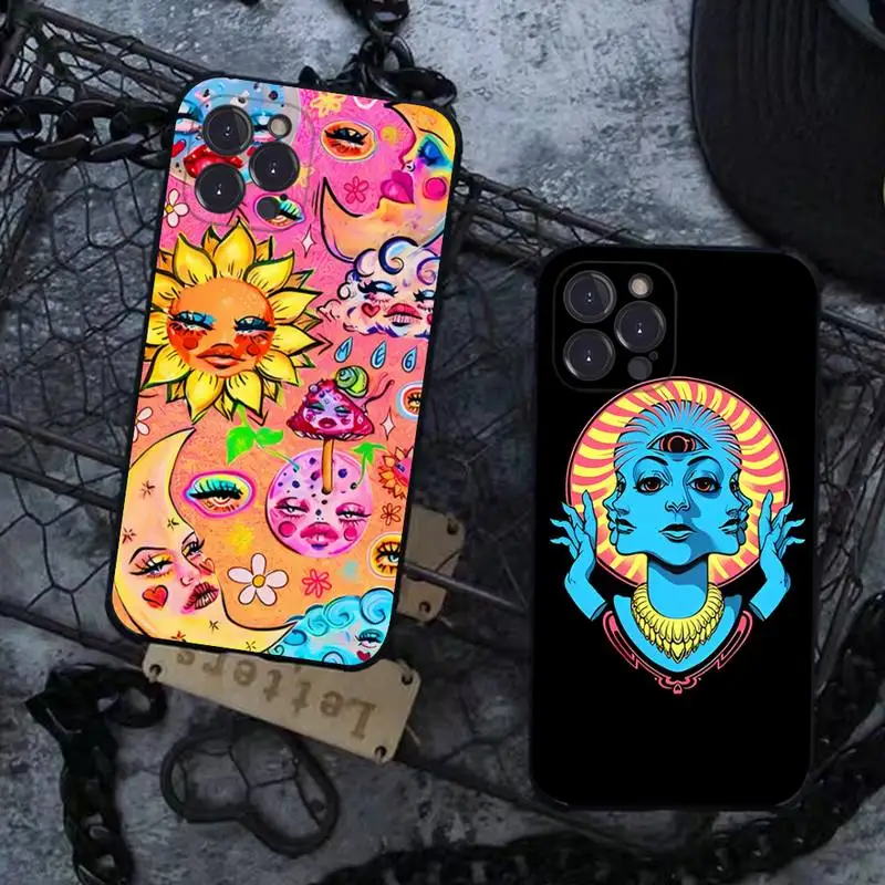

Indie Hippie Art Phone Case For iPhone 13 Pro MAX 14 11 12 Mini X XS XR 6 7 8 Plus SE 2020 Soft TPU Cover
