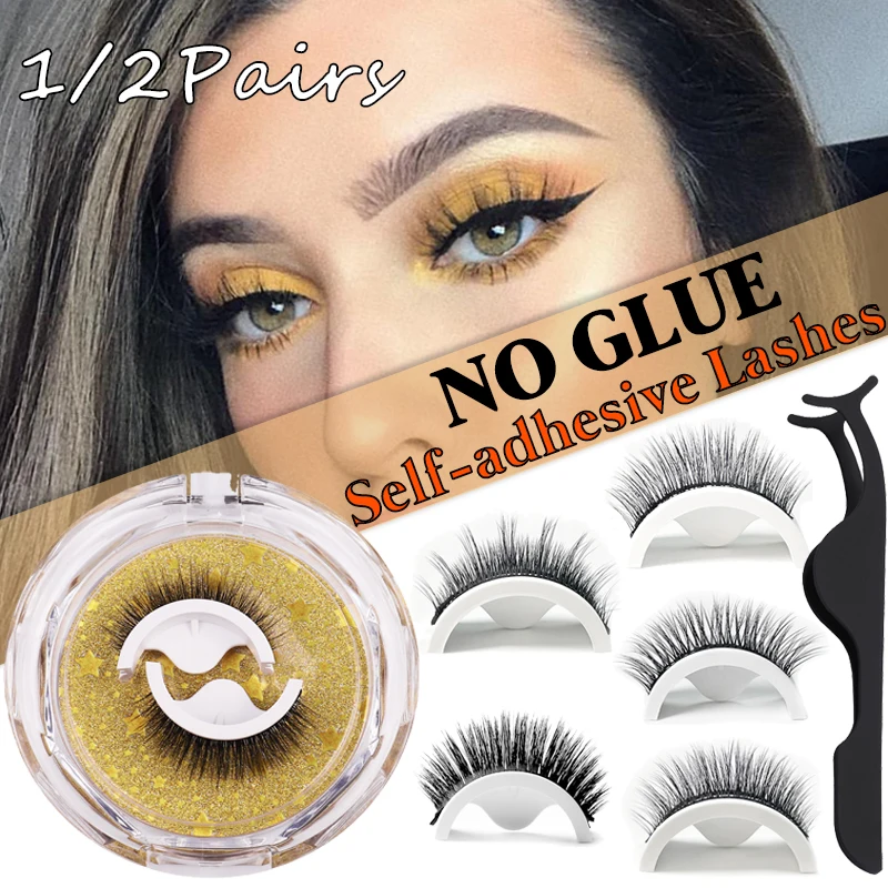 1/2 пар многоразовых самоклеящихся ресниц искусственные норковые ресницы толстые