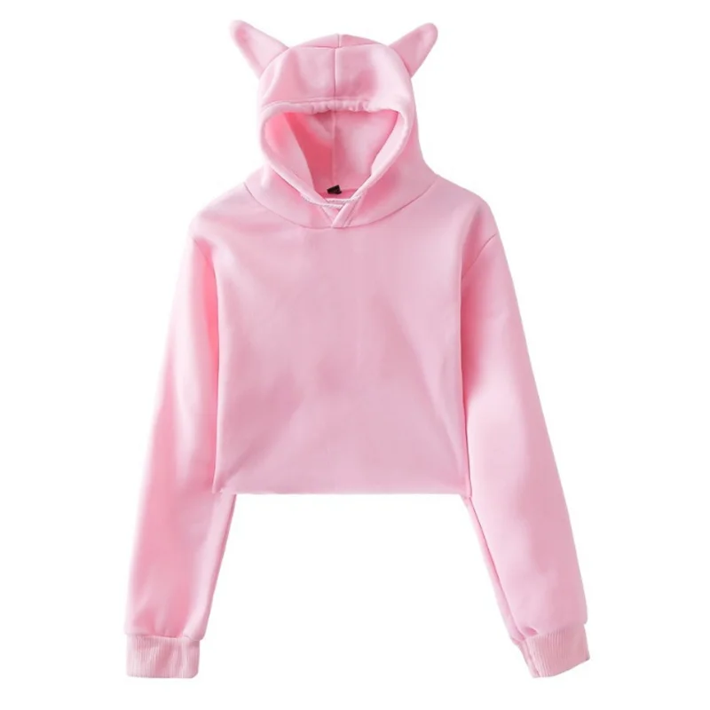 

Women's Pink Sexy Casual Fleece Cropped Hoodie Long Sleeve Pullover Hoodie Purple Loose Oversized Sweatshirt Harajuku Streetwear