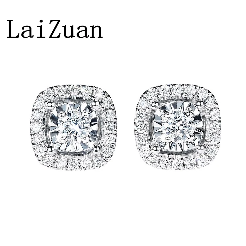 LaiZuan однотонные серьги-гвоздики из белого/желтого/розового золота 18 карат