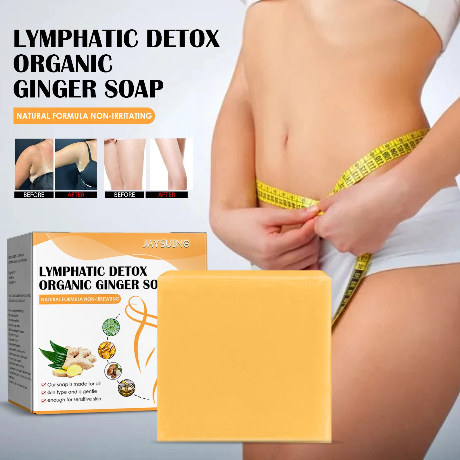 

HEALLOR 100g Ginger Slimming Soap Detox Weight Loss Ginger Soap Skin Cleansing Care Ginger Bath Soap for All Skin Types