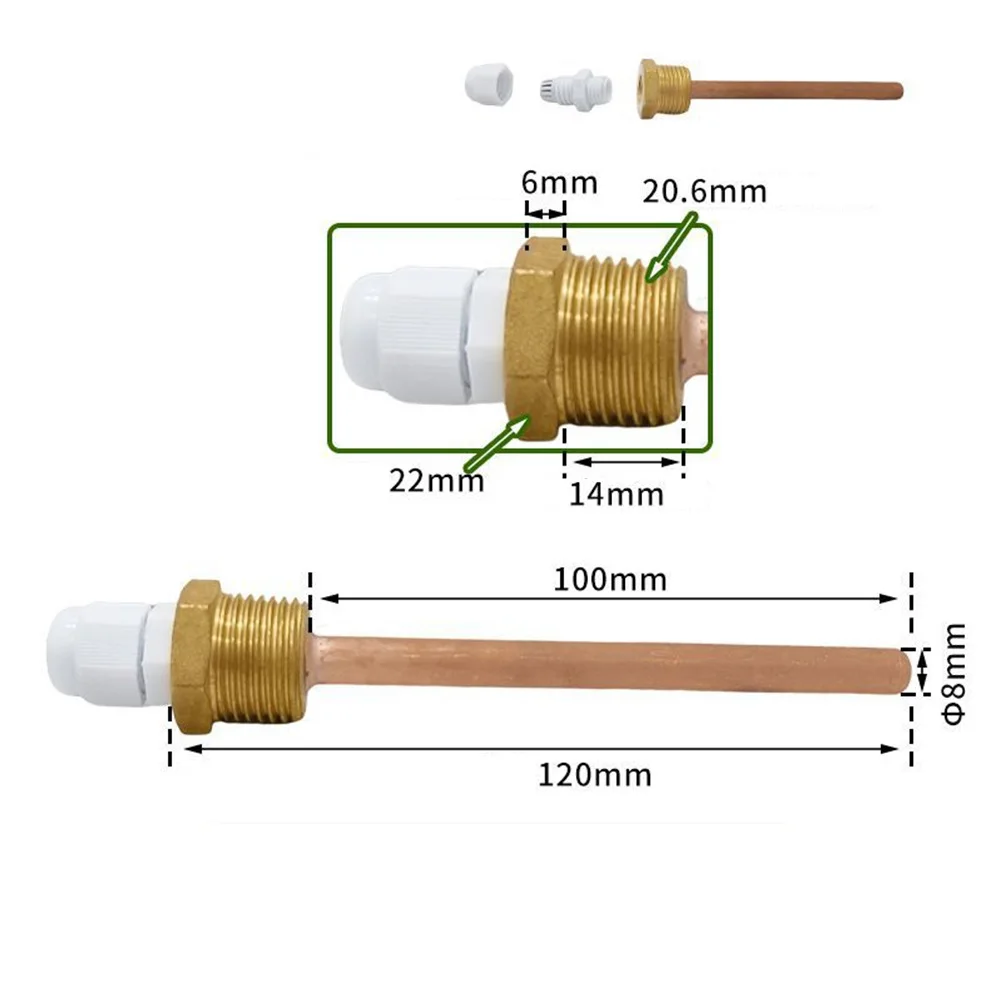 Термогильза 42-300 мм латунь 1/2 для BSP G резьба датчика температуры солнечный датчик