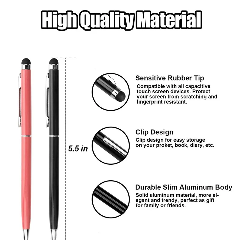 2 в 1 стилус для Iphone смартфона планшета Android тонкий наконечник емкостная ручка