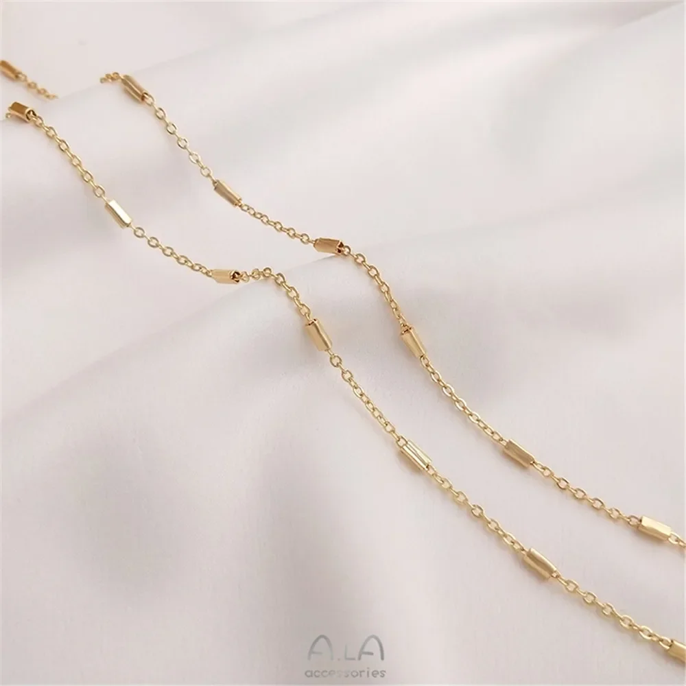 14-каратное позолоченное цепочка из бисера ручная свободная плоская длинная O