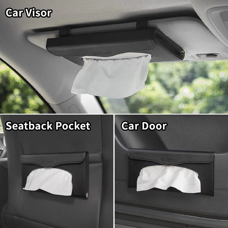 

Car Sun Visor Hanging Tissue Clip Car Mask Storage Paper Box Leather Car Tissue Box Interior