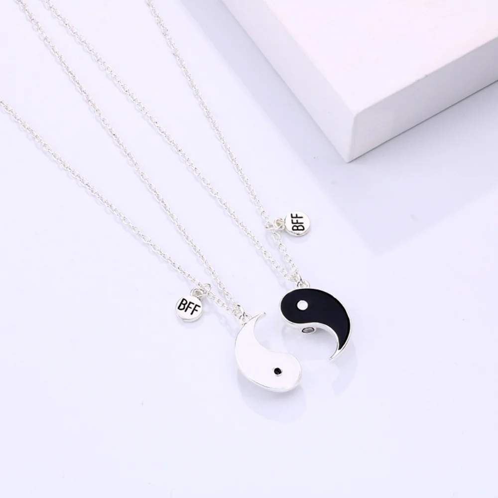 Фото 2Pcs/set Best Friend Taichi Magnetic Pendant Necklaces Retro Couples Friendship Adjustable Geometric Jewelry Accessories Gift №5