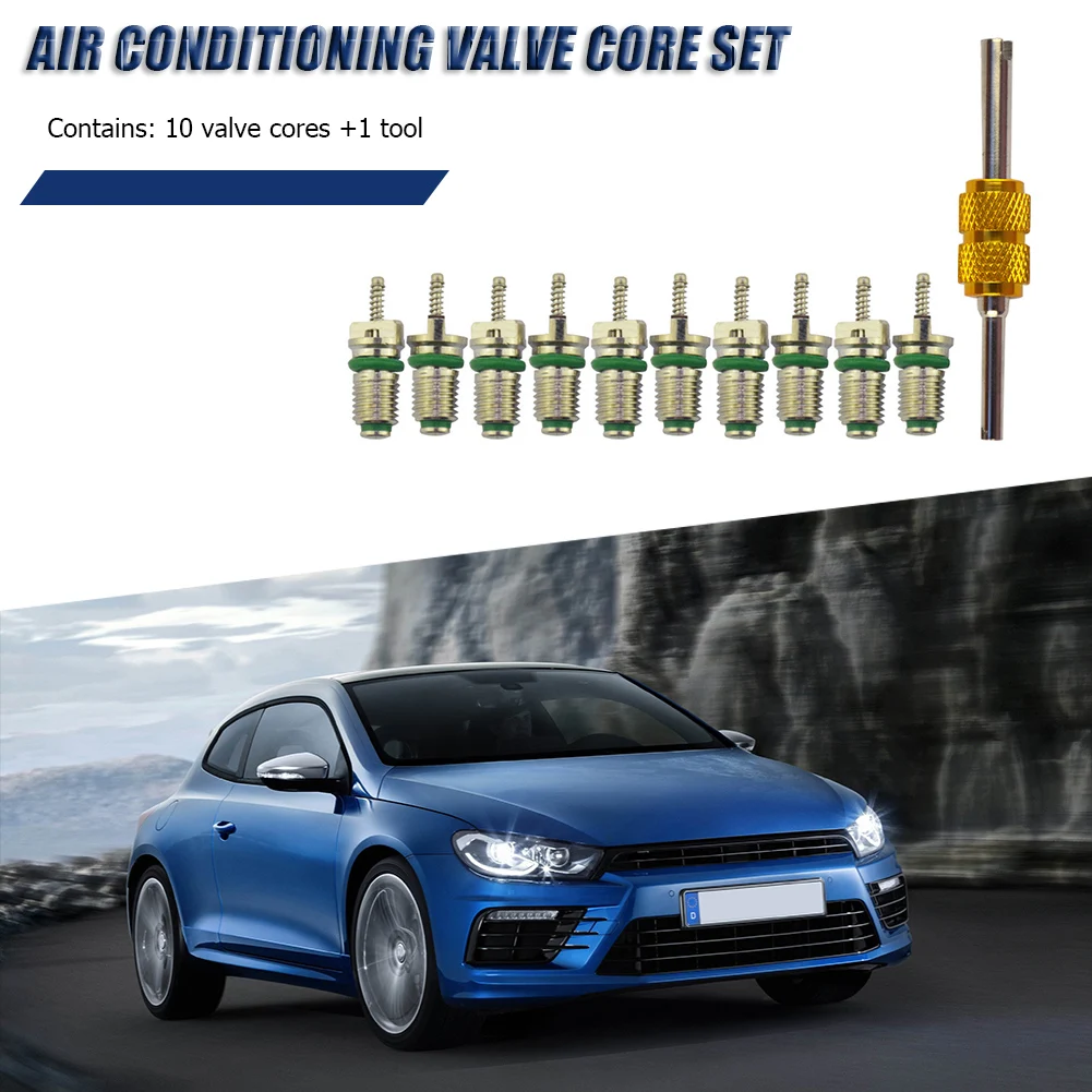 

Automobile Exterior Repair Components 10pcs R134a Car Air Conditioning Valve Cores Green Valve Core Removal Tool