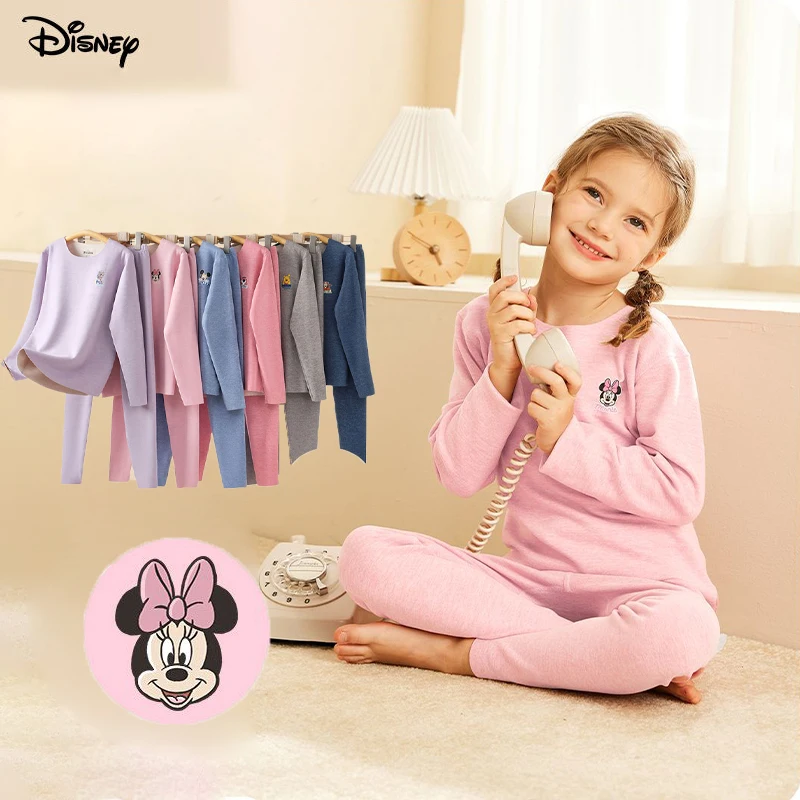 

Kawaii Elsa Disney Lotso Children's Warm Suit Kids Thermal Underwear Set Winter New Cartoon Thicken Girls Clothes Trousers Suit