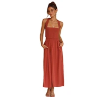 cydnee summer casual cotton linen maxi dress solid color linen beach sling clothing womens elegant lady vestido