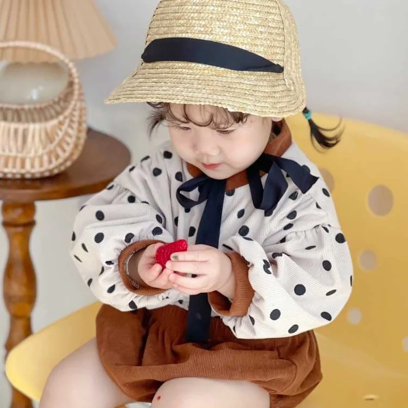 

Baby Suits Boys Girls Polka Dot Long-sleeved Top + Short Pants Two-piece Suit