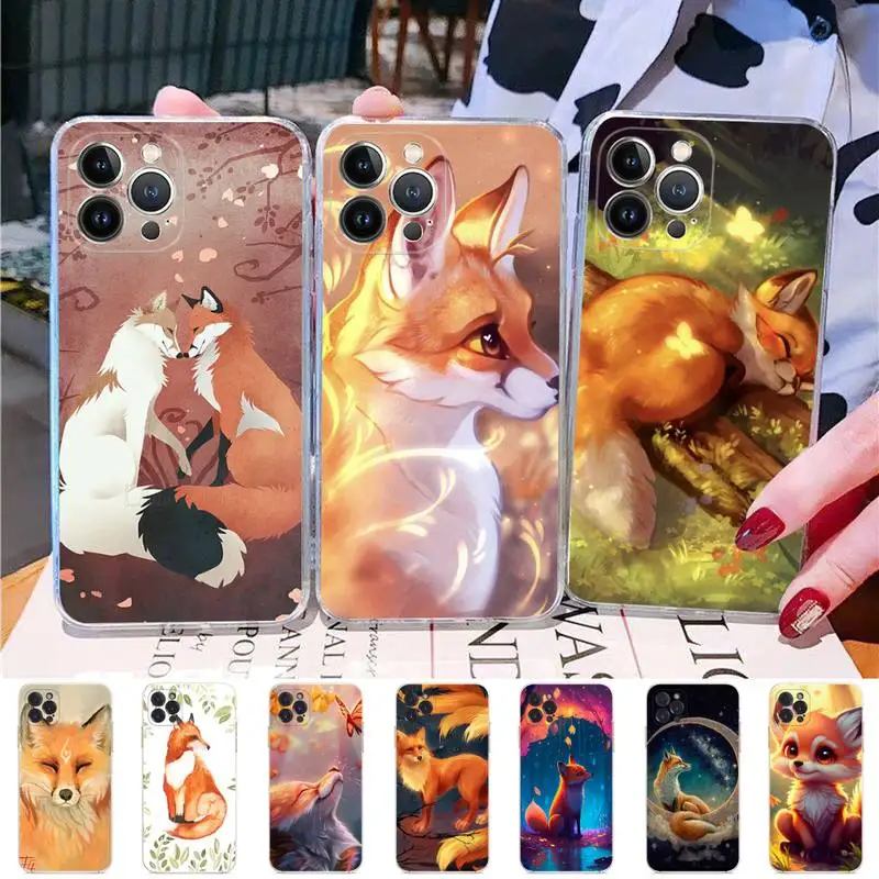 

Cute Fox In Autumn Phone Case Silicone Soft for iphone 14 13 12 11 Pro Mini XS MAX 8 7 6 Plus X XS XR Cover