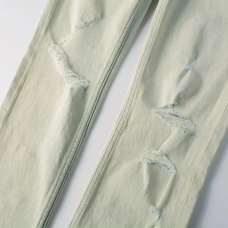 Уличные мужские джинсы KSUBI в стиле ретро американские Old Light Color эластичные тонкие