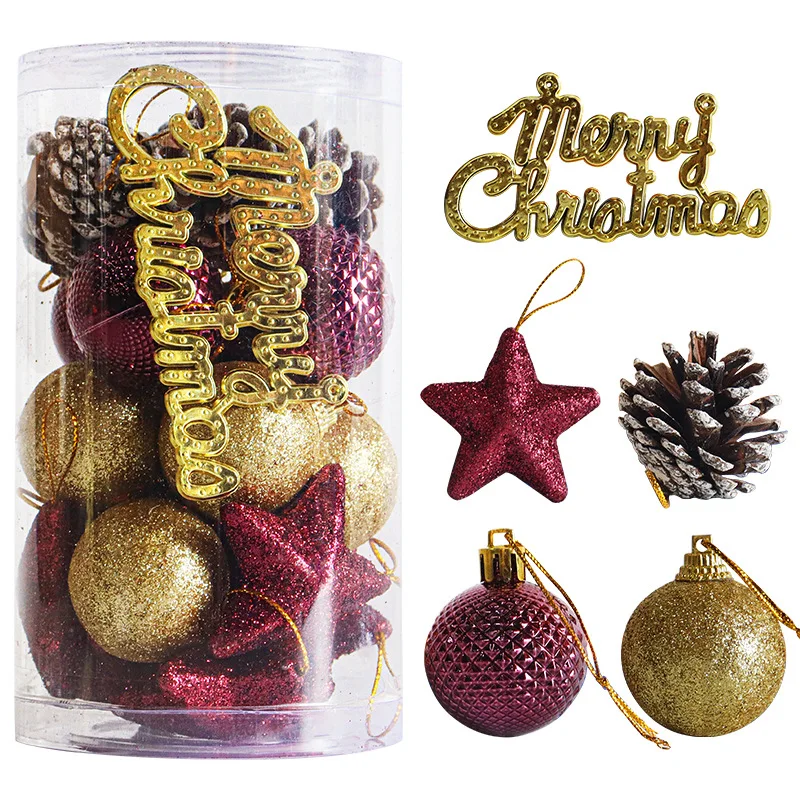 

20PCS Christmas Ornaments Balls Shatterproof Plastic Painted Ornaments Balls Set Decorative Baubles Pendants Merry Christmas