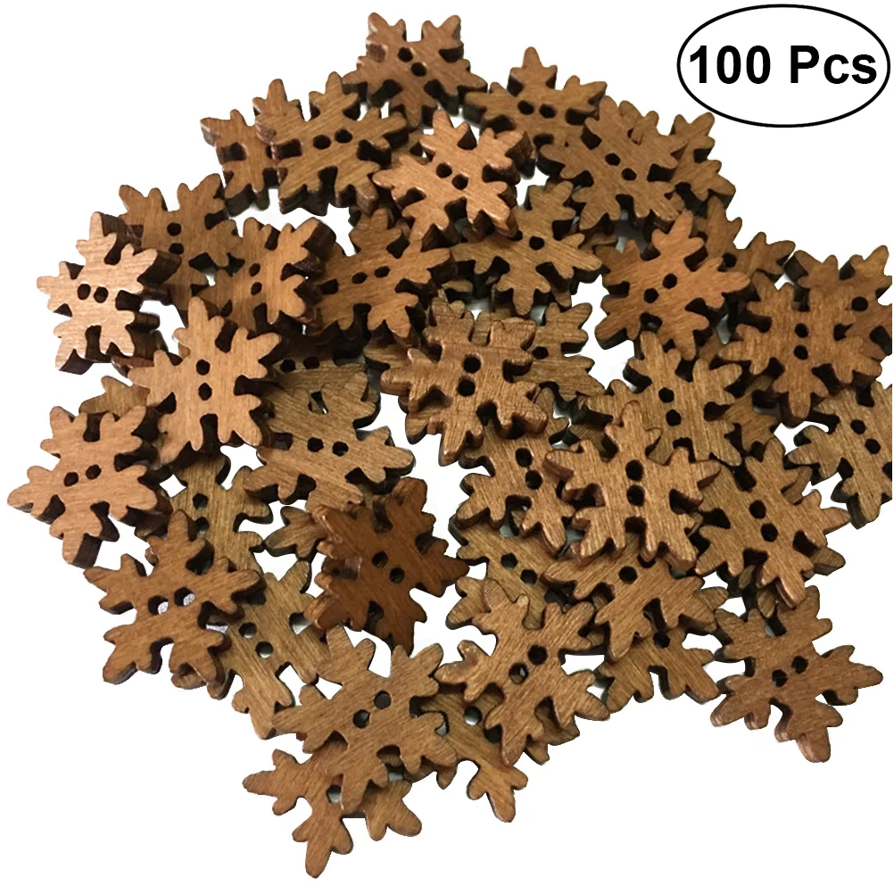

Buttons Snowflake Button Wooden Christmas Decorationsewing Snow 2 Holidy Diy Wood Holes Crafts Vintage Craft Hole Buckles