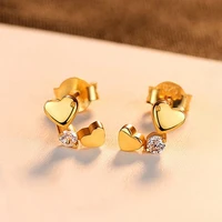 new creative cute goldsilver plated heart stud earrings for women shine white cz stone inlay fashion jewelry wedding party gift
