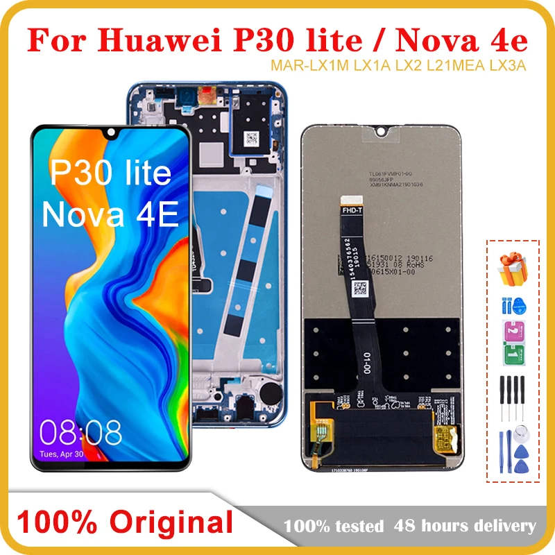 ЖК-дисплей 6,15 дюйма для Huawei P30 Lite, оригинальный телефон, телефон с диагональю экрана дюйма, LX2, L21MEA, LX3A, дисплей с сенсорным экраном для Huawei Nova 4e, сменный ЖК-дисплей ЖК-дисплей 6,15 дюйма для Huawei P30 Lite, оригинальный телефон, телефон с диагональю экрана дюйма, LX2, L21MEA, LX3A, дисплей с сенсорным экраном для Huawei Nova 4e, сменный ЖК-дисплей