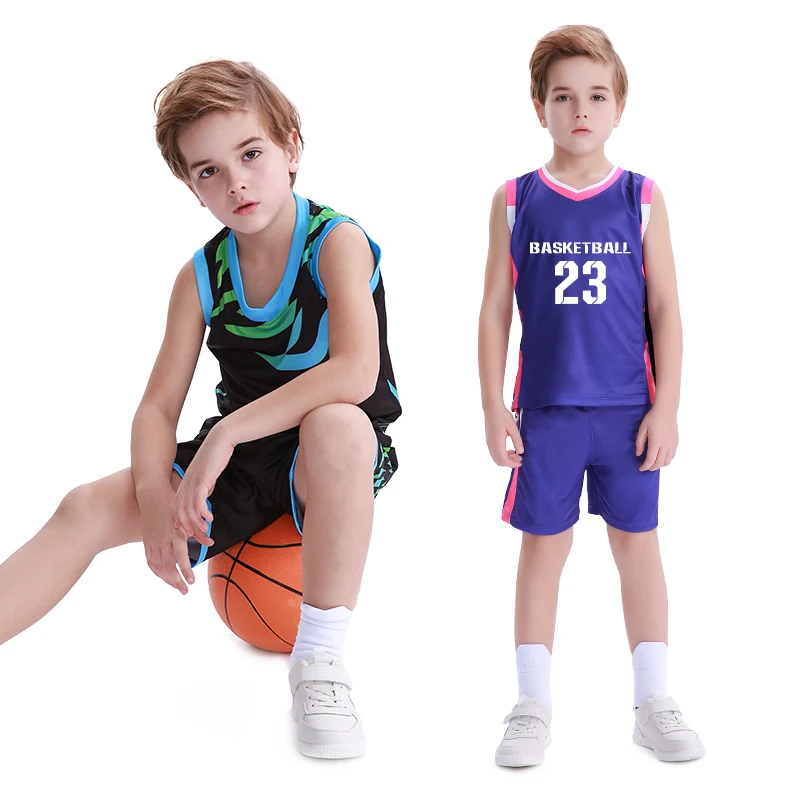 

Boys Fashion Basketball Jersey Fully Custom Kids Breathable Basketball Uniforms Girls Pink And Red Sportswear Basketball Suits