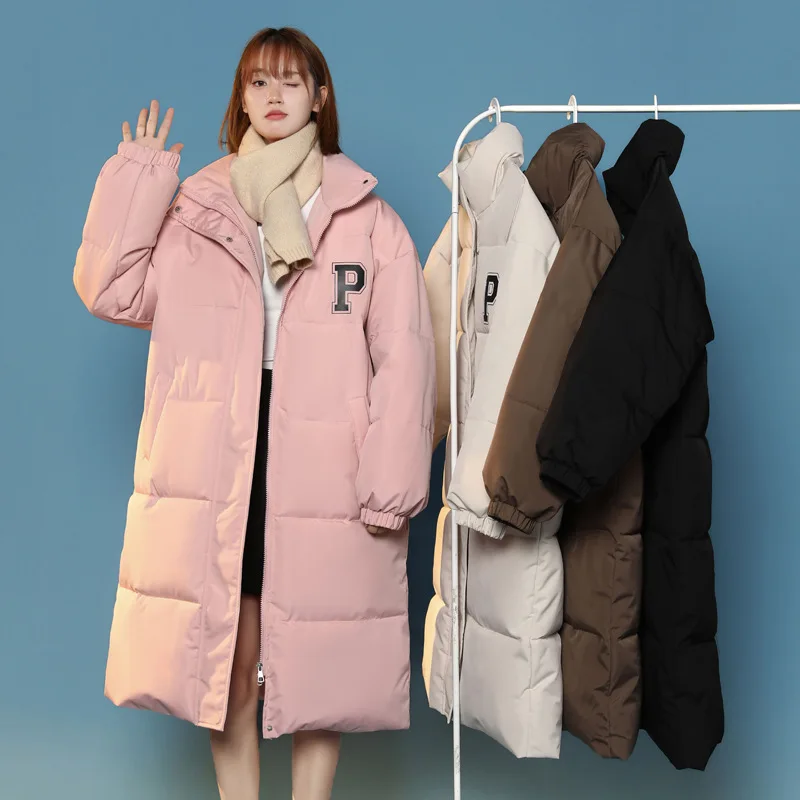 Autumn Winter New Women's Long Parkas Korean Style Fashion Warm Cotton-padded Jacket Loose Ins Style Coats