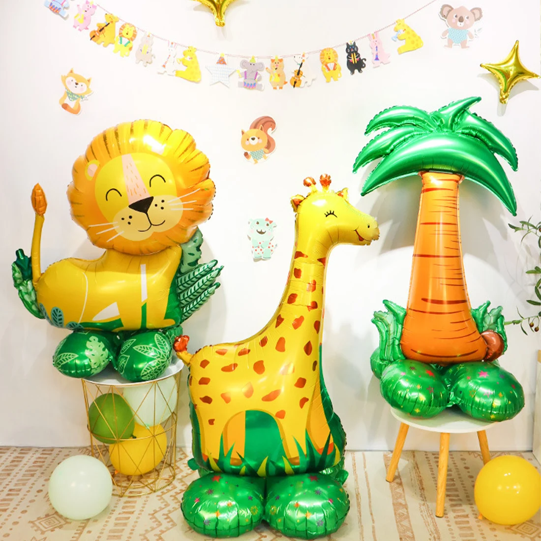 

New Photo Props Party Supplies Lion Dinosaur Animal Window Decoration 4D Standing Cartoon Shape Birthday Party Decoration