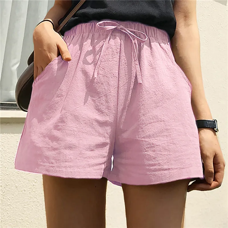 

2023 Summer Shorts Women Elasticity Lovely Girls Korean Style Sweet Students Harajuku Simple Pure Gray Oversize Trousers Female
