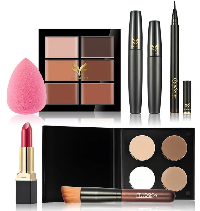 5 штук брендовый набор удачной сумки для макияжа косметики MakeUp подарок тени для век помада для губ карандаш для бровей бальзам для губ хайлайтер Отправка случайным образом удачная сумка.