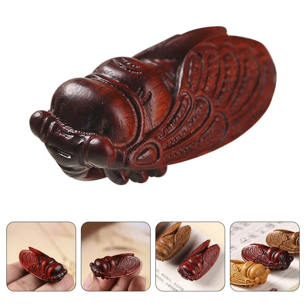 

Insect Cicada Pendant Carved Adornment Wooden Craft Figurine Decor Decoration Office Desktop Statue Ornament