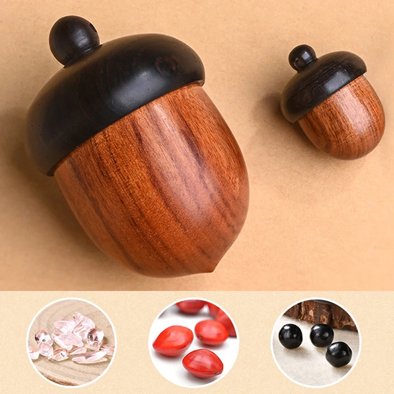 

6.6*4.5cm Solid Wood Medicine Pill Box Mini Wooden Rescue Pill Case Portable Storage Sealed Can For Outdoor First Aid Tool