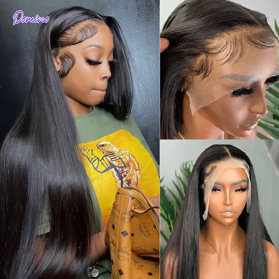 Brazilian Straight lace front Wig Human Hair Transparent Lace Closure Wigs For Black Women 28 30 Inch Domino Remy Hair Lace Wig